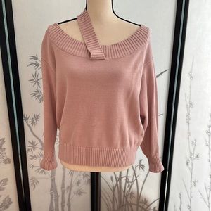 525 Long Sleeve Off Shoulder Sweater, Medium, Mauve Pink